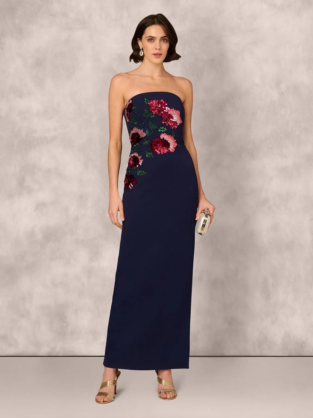 Aidan Mattox Floral Embellished Strapless Gown Size US 12